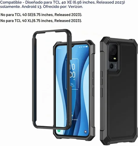 Vista 2 de Ailiber Funda para TCL 40 XE, TCL 40 X con protector de pantalla de vidrio templado, protección de estructura de doble capa, parachoques de TPU