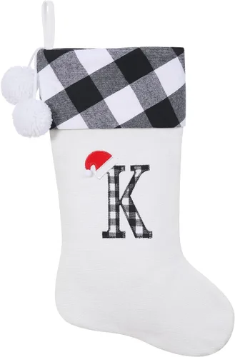 Vista 63 de Calcetines de Navidad bordados con monograma inicial de 20 pulgadas, decoración de Navidad, calcetines personalizados, decoración de temporada