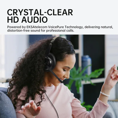 Vista 2 de EKSA H8 - Auriculares USB con micrófono para trabajo, auriculares estéreo con cable para computadora con cancelación de ruido, controles en línea