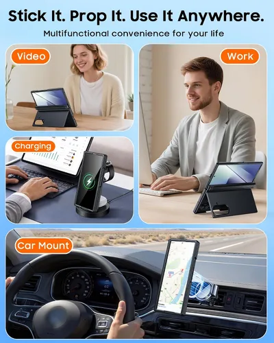 Vista 9 de CENMASO - Funda magnética para Samsung Galaxy Z Fold 7 con soporte, compatible con Magsafe, protección de bisagra, protector de pantalla, soporte