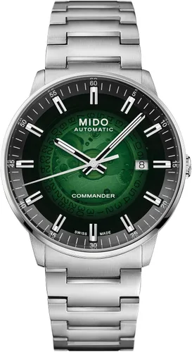Vista 8 de MIDO Commander Gradient - Reloj automático suizo para hombres - Esfera degradada transparente - Caja de acero inoxidable de 40mm Negro y negro