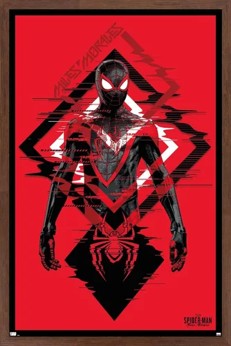 Vista 10 de Trends International Marvel's Spider-Man: Miles Morales - Póster de pared de traje, 14.725 x 22.375 pulgadas, versión enmarcada de madera de granero