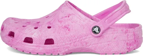Vista 4 de Crocs Zuecos clásicos unisex para adultos con teñido anudado marmoleado, Remolino rosado, 10 mujer/8 hombre