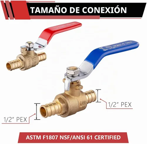 Vista 2 de 2pcs EFIELD 1/2" PEX Barb Crimp válvula de bola de latón (Válvula 001-2)