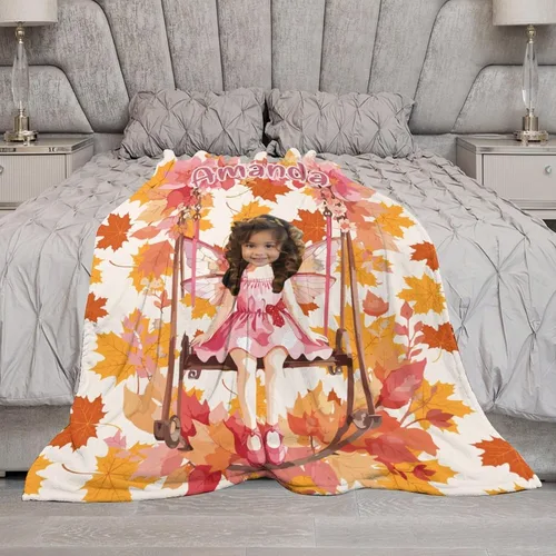 Vista 6 de Artsadd Manta facial personalizada de princesa para niñas, personalizada con cara de niños, manta personalizada para niños, nombre de foto de bebé