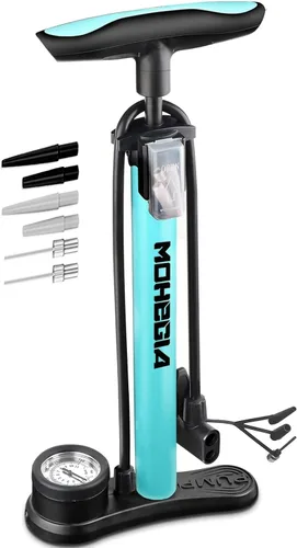 Vista 9 de MOHEGIA Bomba de piso de bicicleta con manómetro: bomba de bicicleta de aire con alta presión 160 PSI, se adapta a la válvula Schrader y Presta