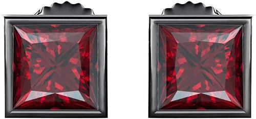 Vista 3 de Pendientes solitarios de plata de ley con corte princesa (0.157 in) oro negro de 14 quilates sobre plata de ley 925