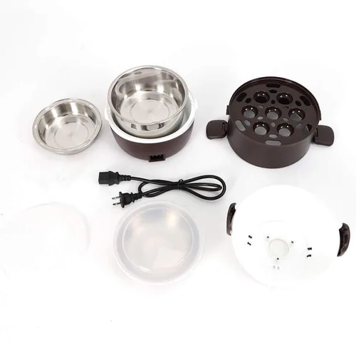 Vista 6 de Lonchera eléctrica, de acero inoxidable de 2 litros, calentador de alimentos con asa, calentador de alimentos portátil Bento para el trabajo