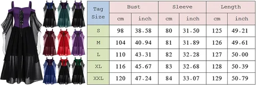 Vista 3 de XIANNV - Disfraz medieval para mujer, corsé de Halloween, vestido gótico renacentista, talla grande, manga con cordones, vestidos de fiesta