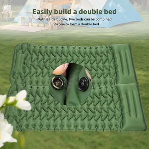 Vista 4 de Almohadilla de dormir para camping, almohadilla de dormir autoinflable con almohada incorporada bomba de pie, almohadillas inflables ultraligeras