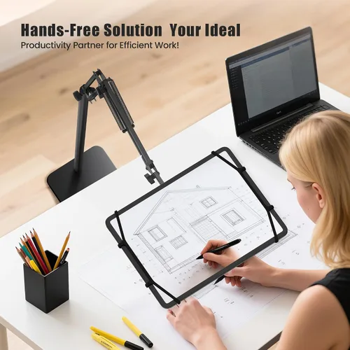 Vista 9 de Soporte de piso para tableta con base de metal, soporte para tableta para cama, iPad y Kindle Overhead Bed Tablet Stand, Angle & Height