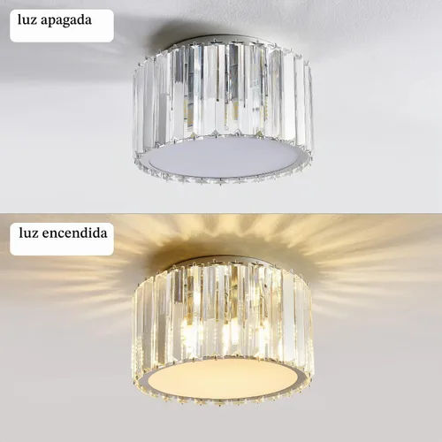 Vista 4 de Lámpara de Techo de Cristal Moderna, Mini Candelabro de Cristal Empotrado BUXVRCS, A 5.89'' x An 8.66'' Pequeña Lámpara de Techo de Cristal