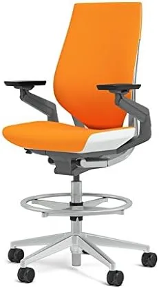 Vista 15 de Steelcase Gesture 442 - Taburete de tela berenjena, respaldo envuelto, marco ligero