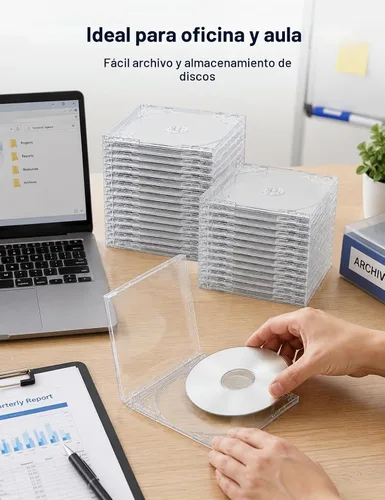 Vista 8 de Paquete de 25 estuches transparentes de 0.409 in, disco individual estándar