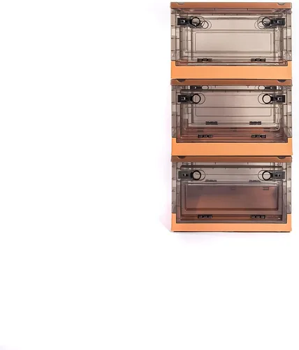 Vista 11 de Paquete de 3 contenedores de almacenamiento de apertura lateral, tapa apilable plegable, fácil de ordenar con caja de almacenamiento, ideal