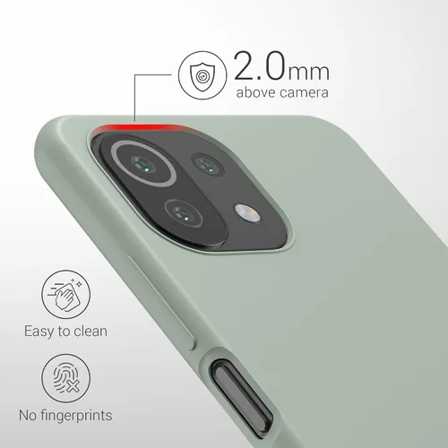 Vista 3 de kwmobile Funda compatible con Xiaomi 11 Lite (5G) NE/Mi 11 Lite (5G) - Funda de silicona TPU con acabado suave - Gris Verde
