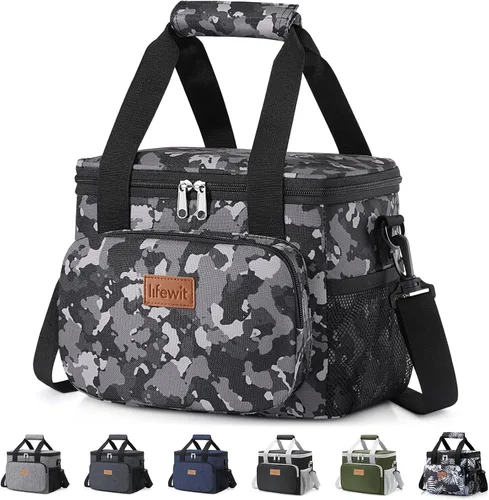 Vista 23 de Lifewit Lonchera mediana aislada, suave y refrigerante, para adultos, hombres y mujeres, color negro, 12 latas (9L)