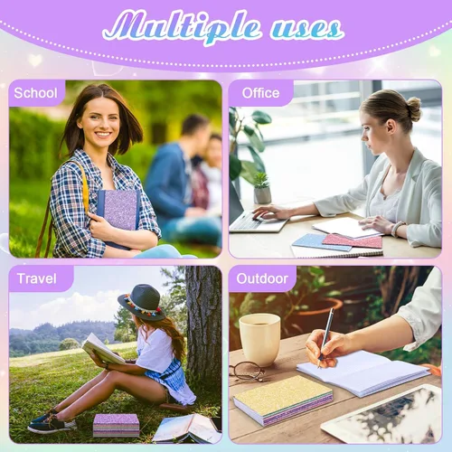 Vista 7 de Yexiya Paquete de 24 cuadernos con purpurina a granel de 8.3 x 5.5 pulgadas, paquete de 60 páginas, 30 hojas de tamaño A5, cuadernos de escritura