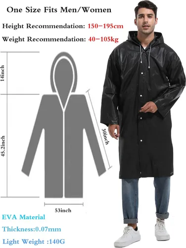 Vista 106 de 2 abrigos de lluvia de Borogo para adultos, chaquetas de lluvia reutilizables para hombres y mujeres