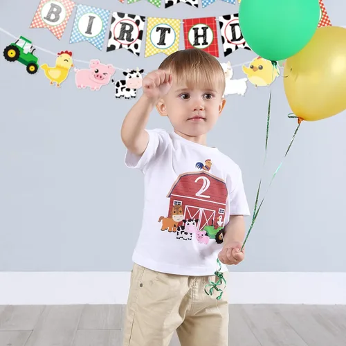 Vista 6 de Camiseta de bebé para 2 cumpleaños diseño de animales de granja 2 años de edad B-Day