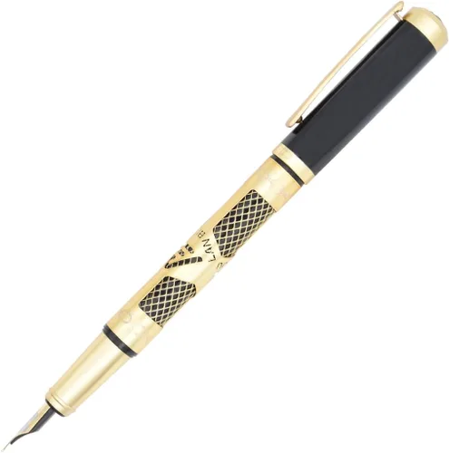 Vista 11 de Gullor Pluma estilográfica de metal con convertidor y caja de regalo, punta doblada, oro