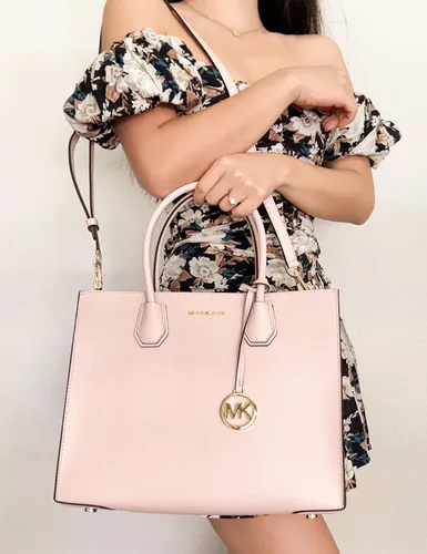 Vista 5 de Michael Kors Mercer Bolso de hombro convertible grande Cuero rosa rubor, Powder Blush