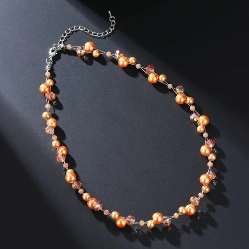 Vista 4 de Collar corto de turquesa con cuentas para mujer, joyería de moda con perlas y cuentas de cristal, regalos de cumpleaños para mujer
