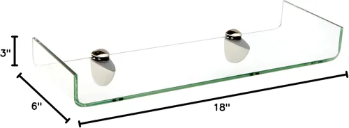 Vista 2 de Spancraft Glass Osprey6x18 - Estante de vidrio doblado de acero cepillado Osprey, soporte de acero cepillado, 6" x 18