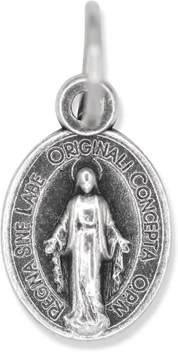 Vista 6 de Paquete de 5 medallas milagrosas para pulsera o collar de 12 pulgadas, plata oxidada pequeñas medallas milagrosas para hacer joyas católicas
