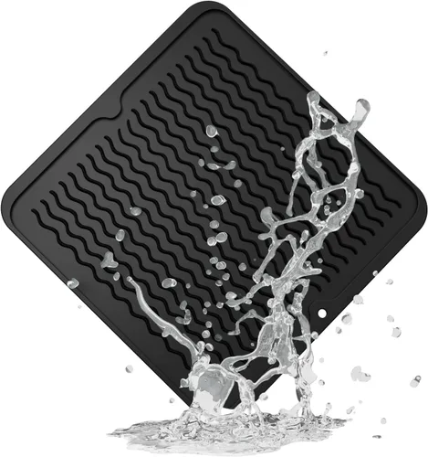 Vista 35 de ZLR 2 bandejas de silicona para fregadero (6 x 12 pulgadas/6.024 x 12.008 in) - Soporte estrecho para esponja para encimera de cocina - Tapete Negro