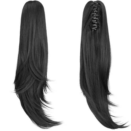 Vista 24 de extensión de cola de caballo, extensión de pelo con pinza de 12" cola de caballo rizada corta Extensión de pelo sintético de aspecto natural
