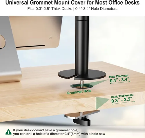 Vista 2 de elitehood Soporte de escritorio para iPad de brazo largo con base de montaje con ojales, soporte de aluminio resistente para tableta, soporte