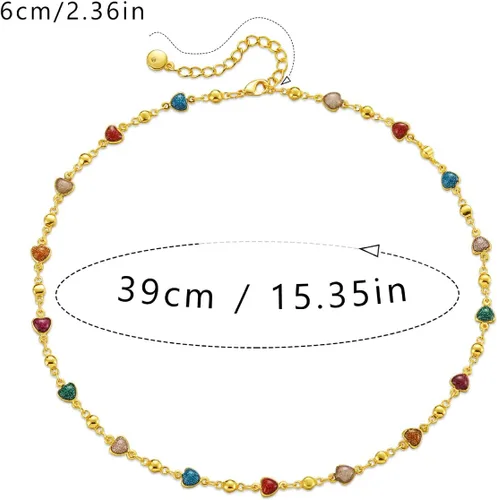 Vista 56 de Gargantilla con cuentas para mujer, chapada en oro de 18 quilates, gargantilla delicada para mujer