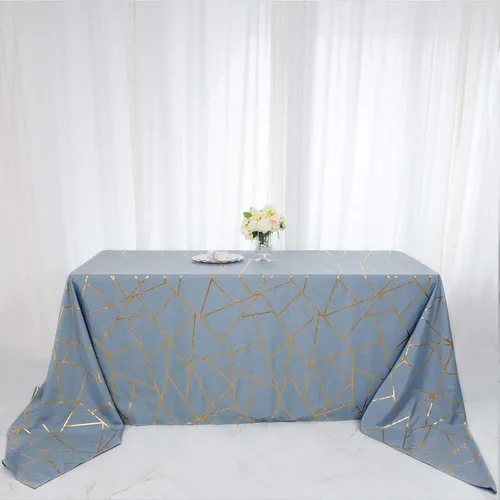 Vista 31 de Efavormart - Mantel redondo de poliéster de 120 pulgadas con patrón geométrico dorado Morado