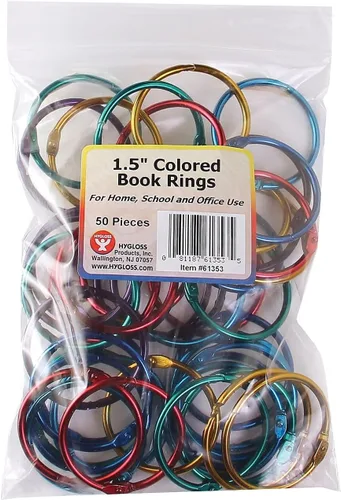 Vista 9 de Hygloss Products 61311 - Anillos de libro – Anillos de acero de colores surtidos de 1 pulgada, paquete de 12 Variado