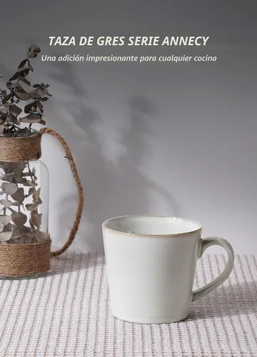 Vista 3 de famiware Juego de Tazas de Café de 4, Annecy Juego de Tazas de Cerámica Reutilizables de 14 oz con Asa, Apto para Microondas y Lavavajillas, Juego