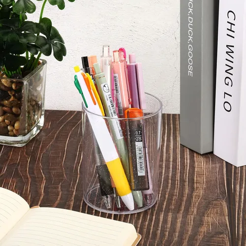 Vista 5 de PATIKIL Portalápices acrílico, lápiz transparente, soporte para brochas de maquillaje, almacenamiento de tazas, organizador de oficina de papelería