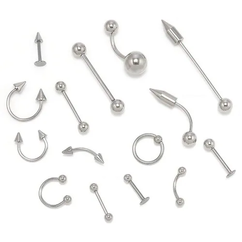 Vista 9 de 156085 piezas de piercings corporales, decoración de joyería, unisex, lengua, nariz, uñas, ombligo, juego de anillos de regalo