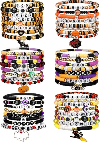 Vista 11 de LUYI 32 piezas de pulseras de joyería preppy para mujer, cuentas de arcilla, coloridas, pulseras heishi estilo surfista, conjunto de pulseras