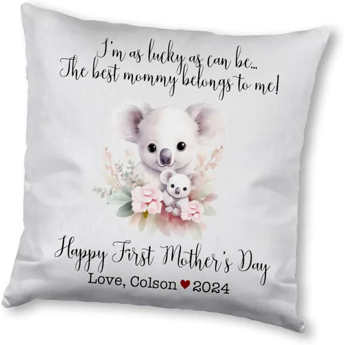 Vista 16 de Happy Mother's Day Koala Design, First Mother's Day Custom Pillowcase, Personalized Mother's Day Pillowcase, Gift for Mom, Home Decor