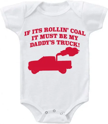 Vista 2 de Ink Trendz My Daddy's Rollin Coal 4x4 Ram Pickup Truck - Enterizo de manga corta para bebé Negro