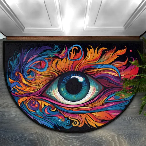 Vista 11 de Felpudo Semicircular de Animales Libélula Boho Lavable Tapete Semicírculo Antideslizante Absorbente Alfombras de Media Luna para Entrada