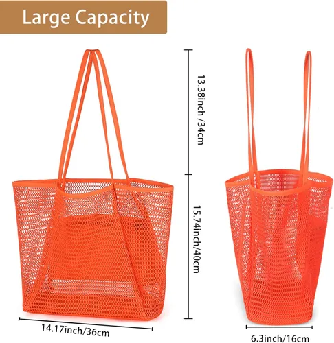 Vista 2 de WantGor Bolsa de malla de playa, bolso de compras para mujer, bolso de compras para mujer, bolso de viaje casual, bolsas de hobo plegables de gran