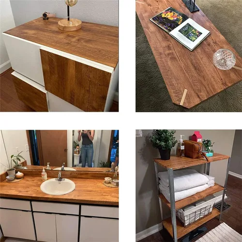 Vista 6 de Papel de contacto de madera autoadhesivo, película de vinilo de madera de 11.8 x 39.37 pulgadas, papel tapiz de madera impermeable y extraíble Grano