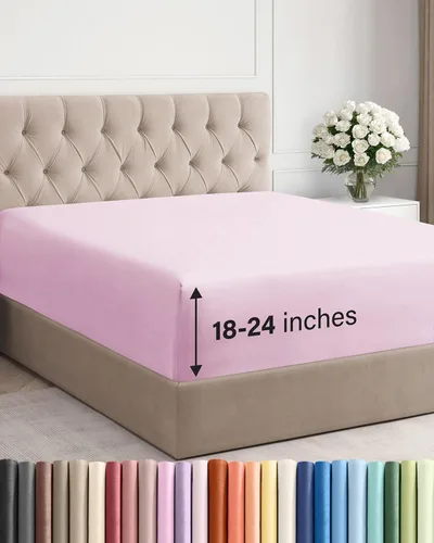 Vista 74 de Sábana bajera ajustable extra profunda Twin XL – Sábana bajera individual de lujo de hotel solamente – Se adapta fácilmente a colchones de 18 a 24