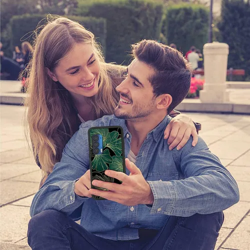 Vista 6 de Funda delgada para Moto Edge 2021 TPU con diseño de hojas de arte, cubierta de protección de cuerpo completo de goma de gel suave para Motorola Edge