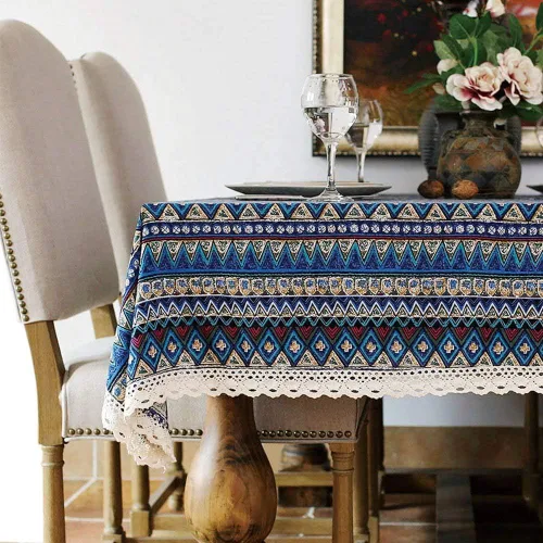 Vista 9 de Bringsine - Mantel de lino lavable, diseño vintage, varios tamaños