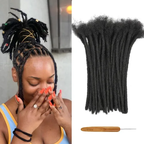 Vista 36 de Extensiones de Cabello Humano Loc Extensiones de Cabello Humano 4 Pulgadas 10 Hebras 0.08 Pulgadas de Ancho Hechas a Mano Extensiones de Rastas 0.1