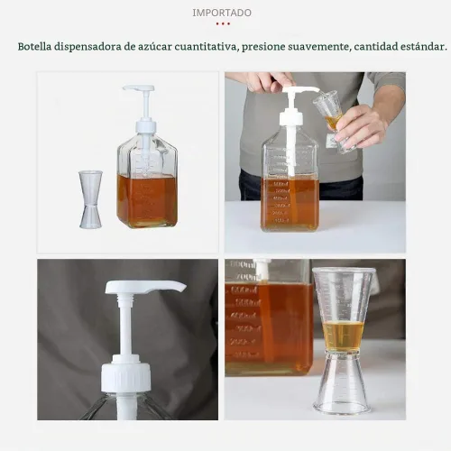 Vista 4 de Botella con bomba de presión simple de 54.1 fl oz, jarabe vacío, salsas de ketchup y condimentos, dispensador de jarabe de café de plástico