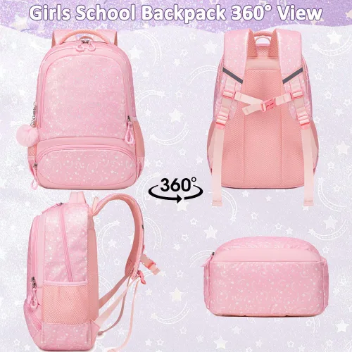 Vista 74 de Juego de mochila para niñas y adolescentes, mochila escolar para niños con bolsa para el almuerzo, estuche para lápices, mochilas escolares